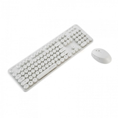 Kit tastatura + mouse serioux retro light 9910wh wireless 2.4ghz us layout multimedia mouse optic foto