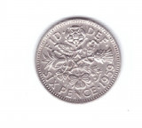 Moneda Marea Britanie 6 pence 1959, stare foarte buna, curata, Europa, Cupru-Nichel