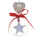 Glob decorativ - Bauble Glass - Felt White Star - Stea Alba Din Fetru | Kaemingk