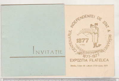 bnk fil Invitatie Expofil Centenarul Independentei Bacau 1977 foto