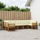 Cumpara ieftin Set de canapele de exterior 7 buc. 7-Locuri Natural si Crem