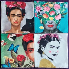 Frida Kahlo - Set 4 fete de perna imprimate, imprimeuri textile 44 x 43 cm
