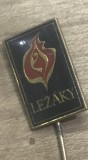 Insigna AMS1 Insigna Veche Cehoslovacia Lezaky 1942 Flacara Memorial - Monument Razboi Ocupatie - Emblema Colectie Rever Metal Emailat Retro