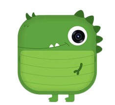 Camera foto-video pentru copii, THD Pixels M2, imprimanta termica, obiectiv frontal 18 megapixeli, obiectiv selfie, verde dinozaur