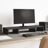 VidaXL Suport monitor reglabil, negru, 80x24x10,5 cm, lemn prelucrat