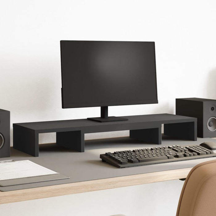 vidaXL Suport monitor reglabil, negru, 80x24x10,5 cm, lemn prelucrat