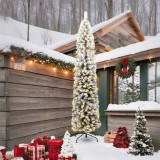 Brad de Crăciun slim 300 LED-uri &amp; Zăpadă &icirc;mbrăcat verde 240 cm