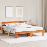 Cumpara ieftin Cadru de pat cu headboard Maro 180 x 200 cm Lemn masiv de pin