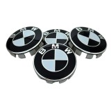 Set 4 Capace Jante Aliaj BMW &ndash; 68mm, Negru cu Alb