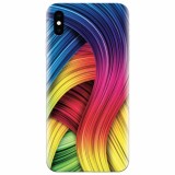 Husa silicon pentru Apple Iphone XS, Curly Colorful Rainbow Lines Illustration