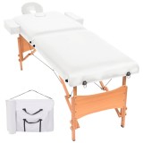 Cumpara ieftin Masa de masaj pliabila cu 2 zone, 10 cm grosime, alb