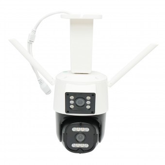 Camera de supraveghere lentila duala 6MP, P2P WIFI 2.4G 1080P, PTZ cu senzor de miscare, detectie umana si aplicatie iCSee foto