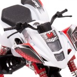ATV Jucărie, Model 1:32, Sunet și Lumini, Metal, Baterii Incluse, Alb-Roșu, 15x9.5x9cm, 3+ Ani, Oem