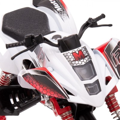 ATV Jucărie, Model 1:32, Sunet și Lumini, Metal, Baterii Incluse, Alb-Roșu, 15x9.5x9cm, 3+ Ani foto