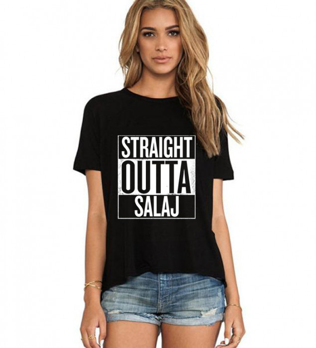 Tricou dama negru - Straight Outta Salaj - 2XL