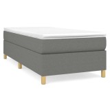 Cumpara ieftin Cadru de pat cu arcuri, gri inchis, 80x200 cm, textil