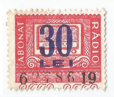 *Romania, Lot 465 cu 1 timbru fiscal radio-tv, 1958, NG foto