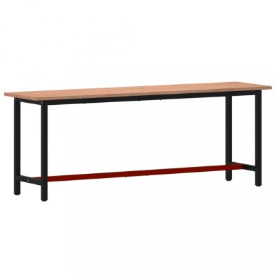 Banc de lucru 220x55x81,5 cm, lemn masiv de fag si metal foto