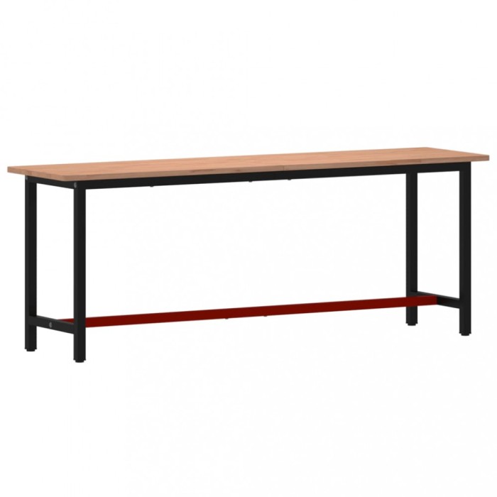 Banc de lucru 220x55x81,5 cm, lemn masiv de fag si metal