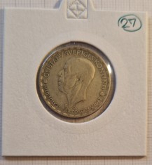 27 Suedia, Sweden, 1 Krona, 1 Coroana, 1943, KM#814, argint, Gustaf V