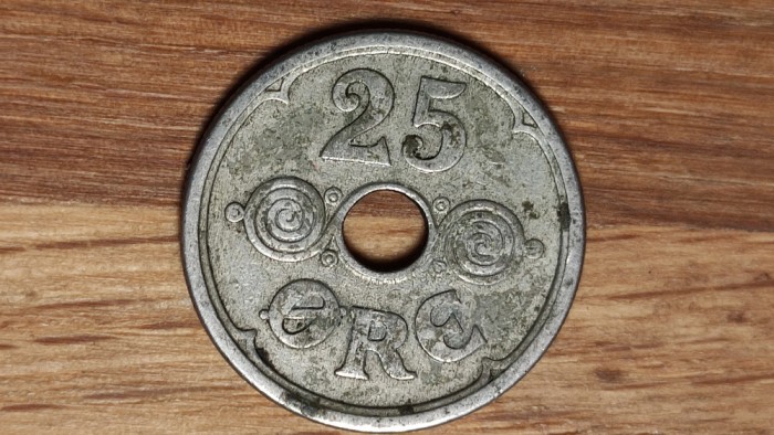 Danemarca - moneda de colectie - 25 ore 1924 semnatura HCN;GJ - superba !