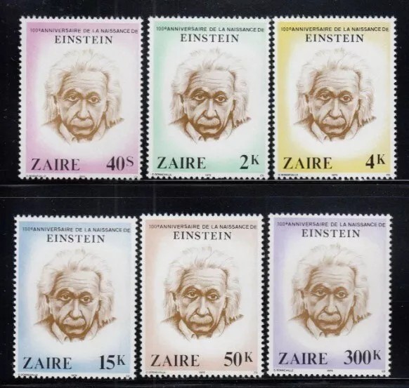 Zaire 1980 - Albert Einstein, fizician, personalitati, serie neuzata