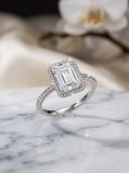 Cumpara ieftin Inel din Argint 925 cu Moissanite Zirconiu , Taietura Emerald E i Banda Rasucita