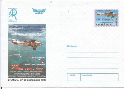 plic-scrisoare- AEROMFILA 97-Prima linie transcontinentala de marfuri din lume foto