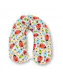 Perna Alaptare Gravide 3 in 1 Cornulet Buburuze, 1.6m, Husa Bumbac Detasabila, Hipoalergenica, Suport Bebe, Roz Somon cu Stele