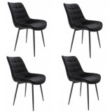 Set 4 scaune bucatarie/living, metalic, catifea, negru, 53x63x83 cm, Misty GartenVIP DiyLine, Jumi