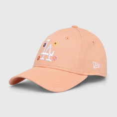 New Era șapcă de baseball din bumbac culoarea portocaliu, cu imprimeu, LOS ANGELES DODGERS
