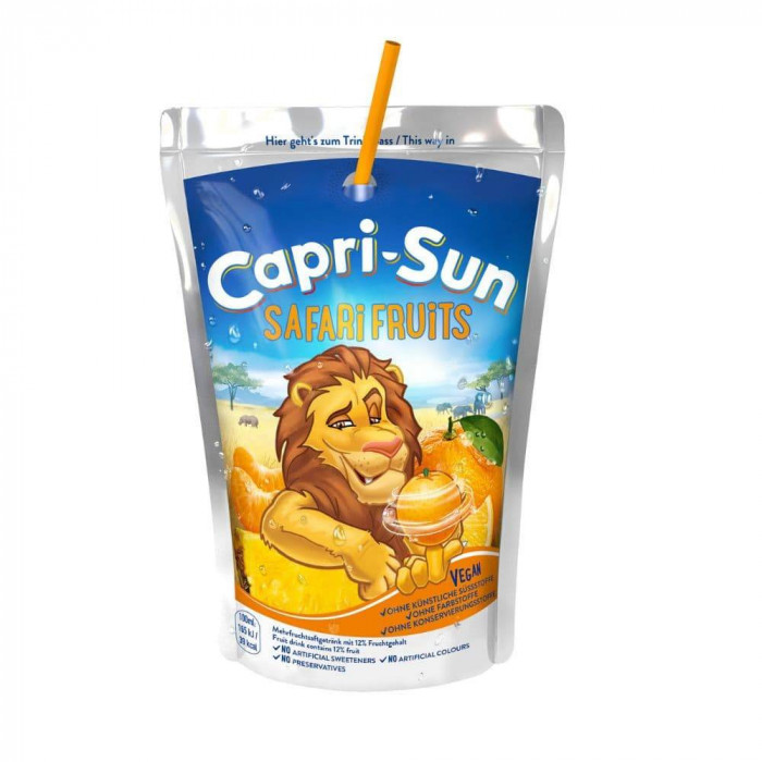 Suc cu Pai Capri Sonne Safari, 200 ml, Suc Pai, Suc Copii, Suc pentru Copii, Suc de Copii, Bautura Copii, Bautura pentru Copii, Bautura cu Pai pentru