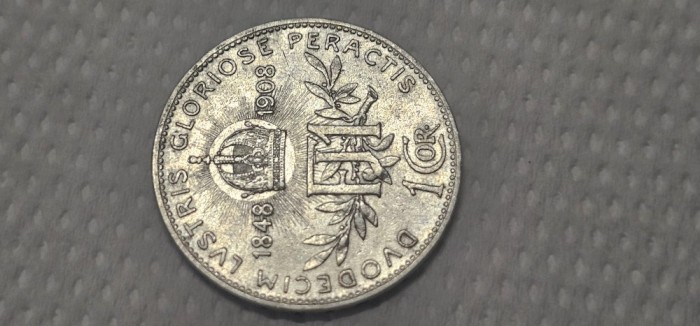 1 corona 1908 , argint
