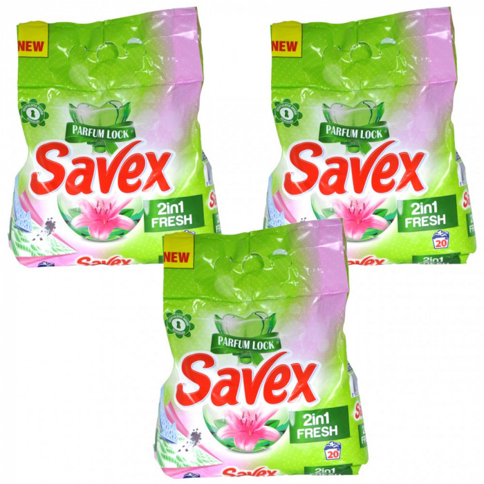 3 x Savex Automat 2in1 Fresh, Detergent pentru rufe, 3 x 2kg