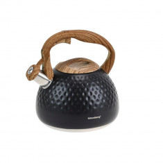 Fierbător tradițional cu fluier fabricat din otel inoxidabil, ceainic 2.8 litri, 16-23 cm, negru, Klausberg