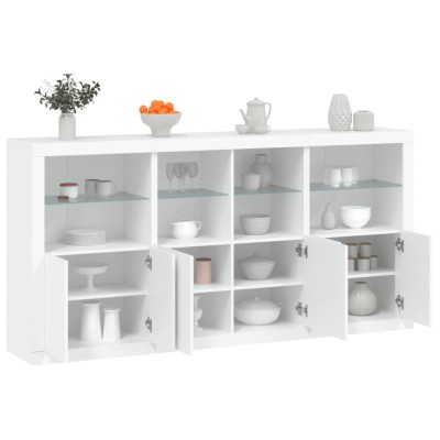 Servantă cu lumini LED, alb, 202x37x100 cm foto