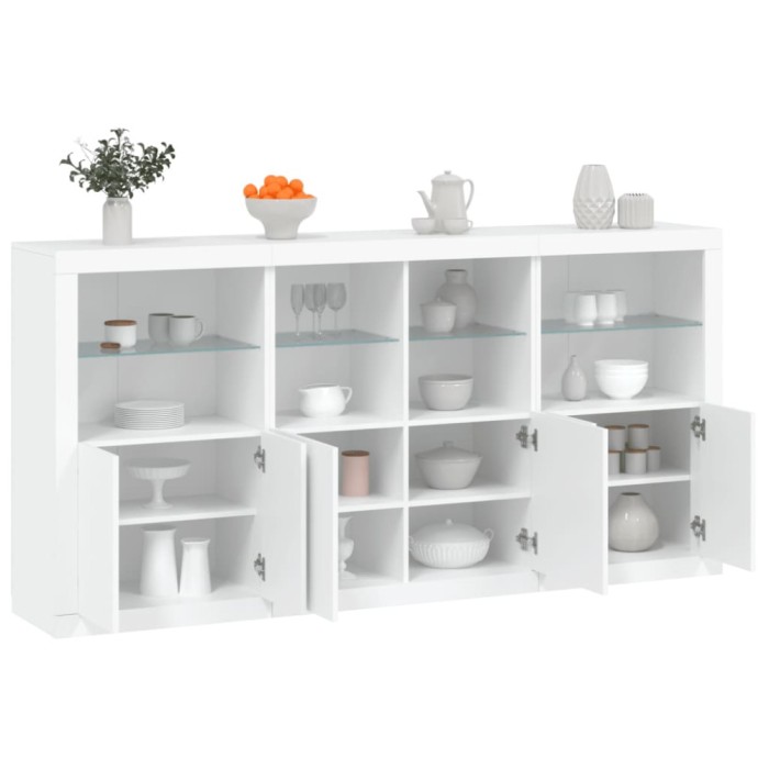 Servantă cu lumini LED, alb, 202x37x100 cm
