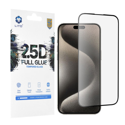 Folie pentru iPhone 15 Pro Max, Lito 2.5D FullGlue Glass, Black foto
