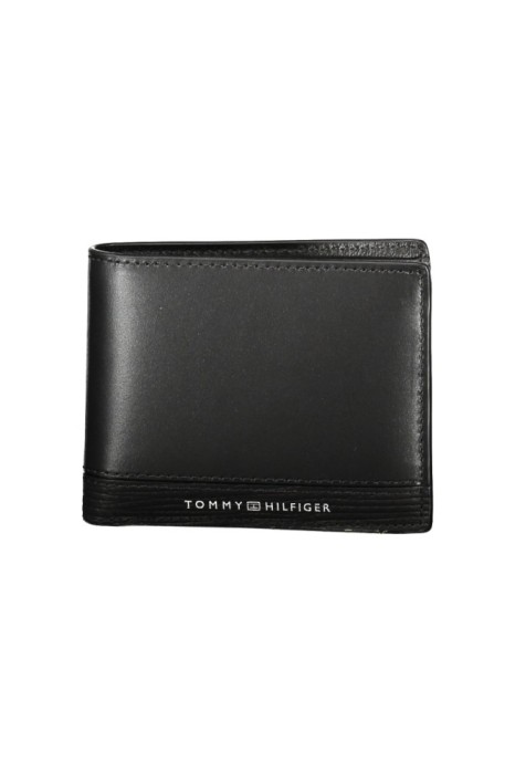 Tommy Hilfiger Portofel Business Mini de piele pentru barbati, Negru, Universala