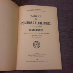 Tables des positions planetaires avec notions sommaires de cosmographie - Paul Choisnard (carte in limba franceza)