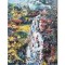 Tablou 3D peisaj pictat manual, Peisaj montan, la cascada, 100x70cm acril pe panza in cutit, Spectaculos