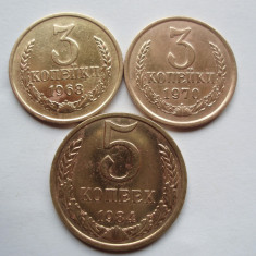 RUSIA / URSS - 3 COPEICI 1968 + 3 COPEICI 1970 + 5 COPEICI 1984 LM1.04