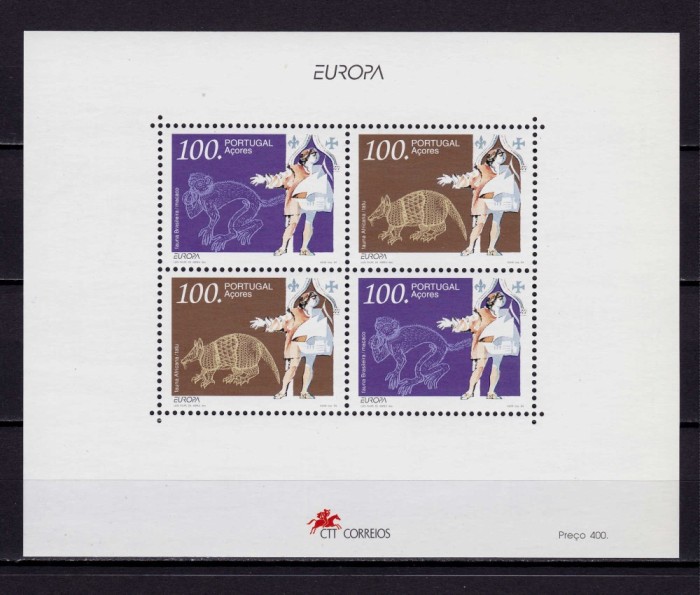 ✅ ( C8 ) Portugalia Azore 1994 &quot; Europa &#039;94 descoperiri si inventii &quot;,bloc 14 , Mi. 446/447 , MNH
