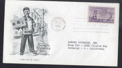 United States 1952 Newspaper boys FDC K.519 foto