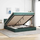 vidaXL Cadru de pat otoman cu saltele Verde &icirc;nchis 200x200cm catifea 3312719