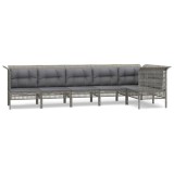 Cumpara ieftin Set mobilier de gradina cu perne, 6 piese, gri, poliratan