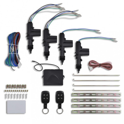 Kit &amp;icirc;nchidere centralizată auto cu 2 telecomenzi, 4 motorașe, 12V foto