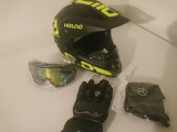 Cumpara ieftin Set Casca Moto Enduro Full Face + Ochelari + Manusi + Cagula, Marime L (59-60cm), ABS, Multicolor