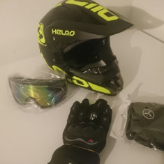 Casca moto/atv/enduro+Ochelari+Manusi+Cagula marime L(59-60cm)