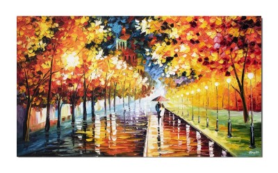Tablou indragostiti GIGANT pictat manual, Impreuna pentru totdeauna, 120x70cm ulei pe panza in releif efect 3D foto